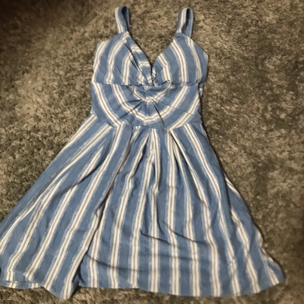 blue and white striped dress size small